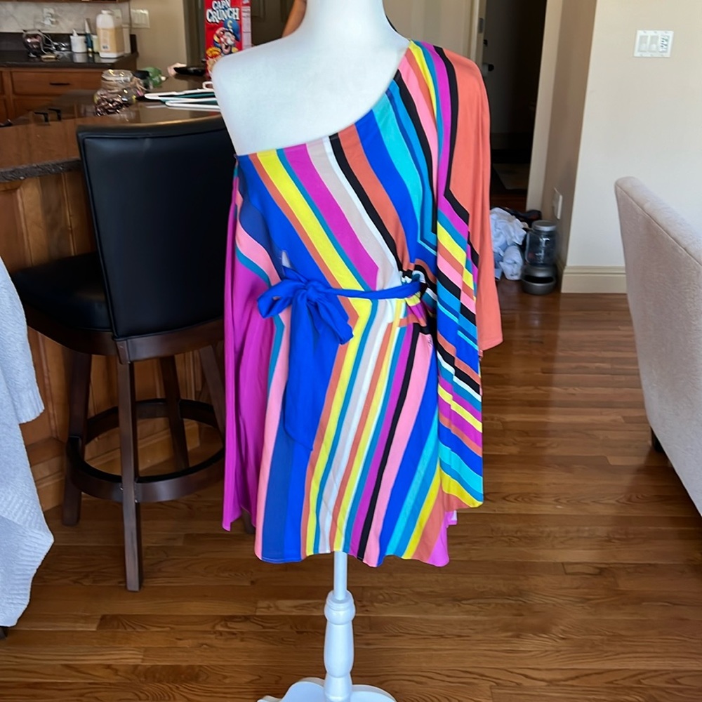 Trina Turk one shoulder dress multi colored s/m new with tags